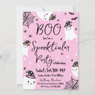Pink Ghost Spooktacular Halloween Birthday Invitation