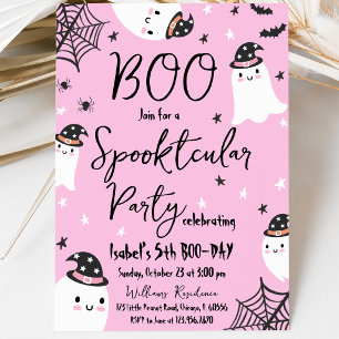 Pink Ghost Spooktacular Halloween Birthday Invitation