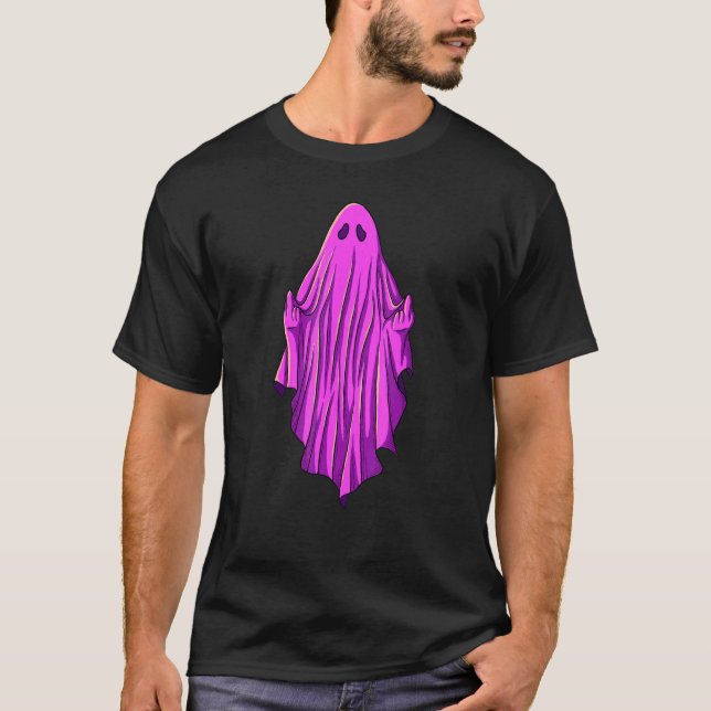 Pink ghost with middle fingers T-Shirt (Front)