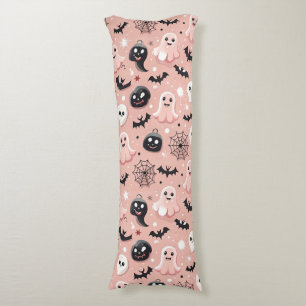 Pink Ghosts & Halloween Seamless Pattern Body Cushion