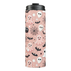 Pink Ghosts & Halloween Seamless Pattern  Thermal Tumbler