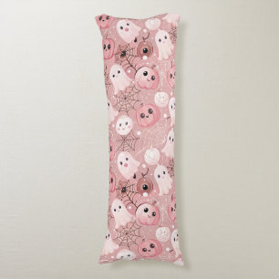 Pink Ghosts & Pumpkins Whimsical Halloween Body Cushion