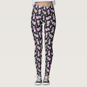 Pink Ghosts Say Boo Halloween Trick or Treat Leggings