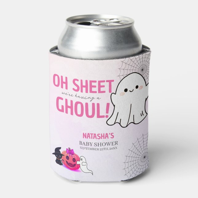 Pink Ghoul Halloween Girl Baby Shower  Can Cooler (Can Front)