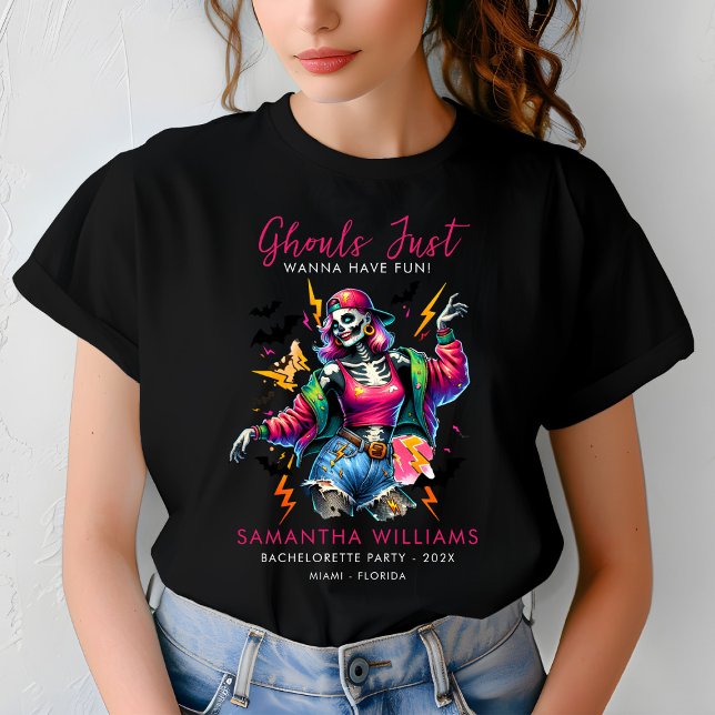 Pink Ghouls Hallowen Bachelorette Party T-Shirt (Creator Uploaded)