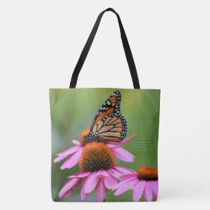Pink Giant Echinacea American Lady Butterfly Tote Bag