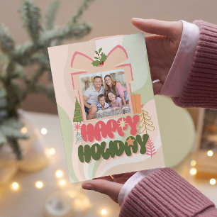 pink gift box Family or business Flat Holiday Card