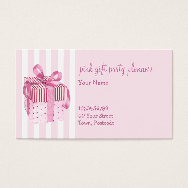 Pink GIft stripes Business Card (Front)