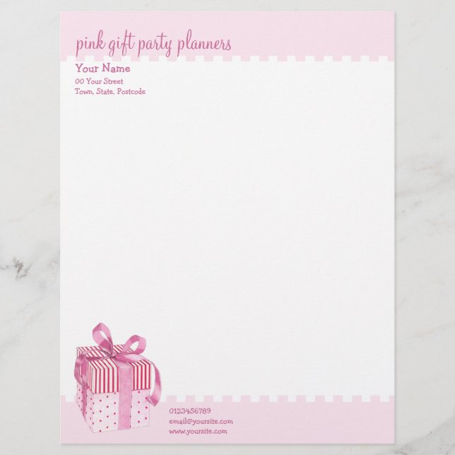 Pink Gift stripes Letterhead (Front)