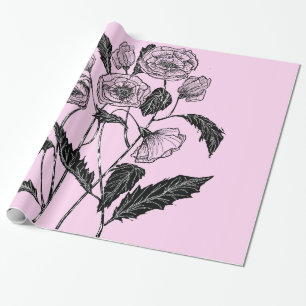 Pink Gift Wrapping Paper with Poppy - Your Colours