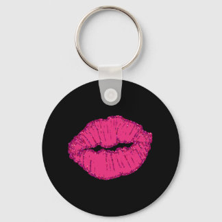 pink giltter lips key ring
