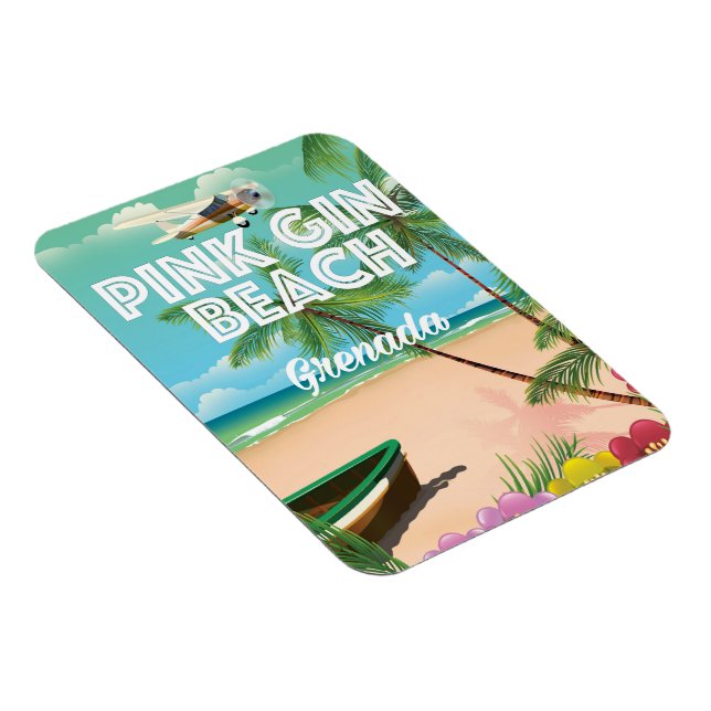 pink gin beach Grenada travel poster Magnet (Right Side)