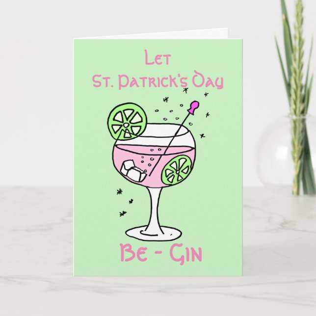 Pink Gin St Patrick's Day Card (Front)