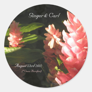 Pink Ginger Tropical Flowers Envelope Seals