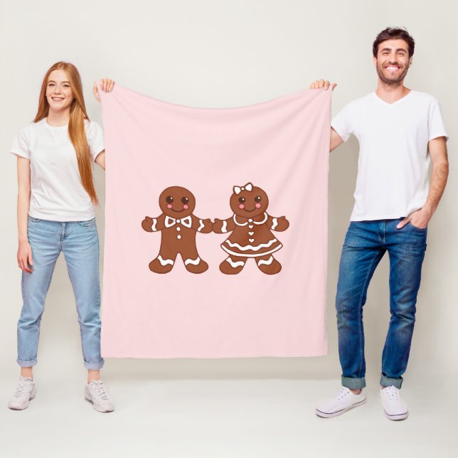 Pink Gingerbread Boy & Girl Blanket  (In Situ)