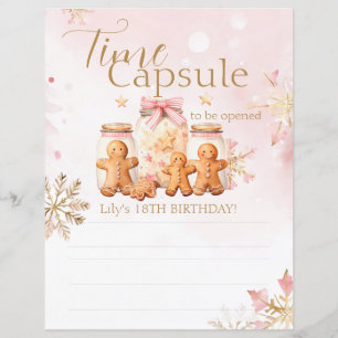 Pink Gingerbread Christmas Birthday Time Capsule