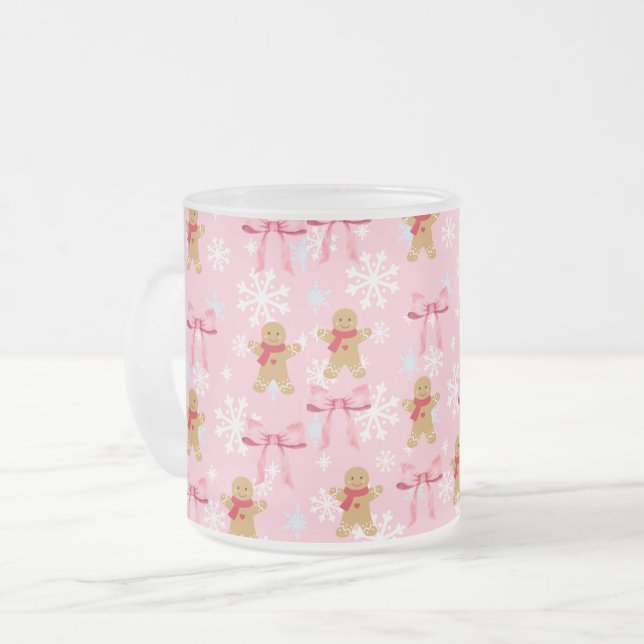 Pink Gingerbread Christmas mug  (Front Left)