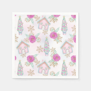Pink Gingerbread Christmas Napkin