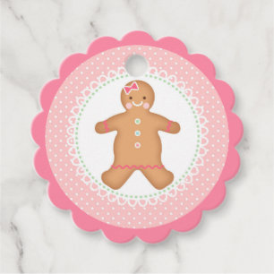 Pink Gingerbread Cookie Favour Tags