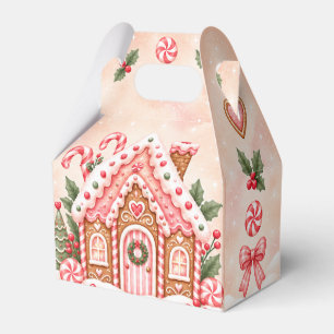 Pink Gingerbread House Christmas Party Favour Box