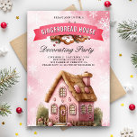 Pink Gingerbread House Decorating Party Christmas Invitation<br><div class="desc">Elegant Invitation featuring a beautiful watercolor gingerbread house illustration with vintage elements. Simply add your event details on this easy-to-use template to make it a one-of-a-kind invitation.</div>