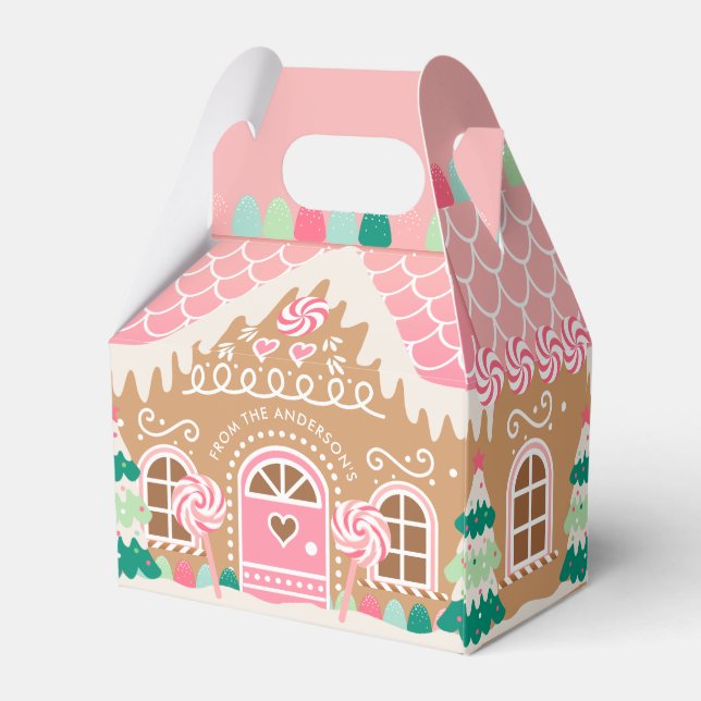 Pink Gingerbread House Favour Box (Back Side)