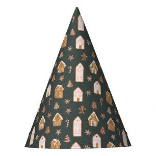 Pink Gingerbread House Pattern Birthday Party Hat