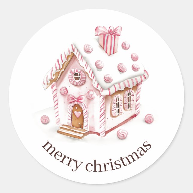 Pink Gingerbread House Sticker (Front)