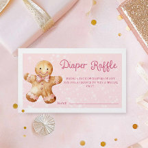 Pink Gingerbread Man Baby Shower Diaper Raffle