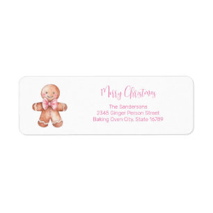 Pink Gingerbread Man Return Address Label