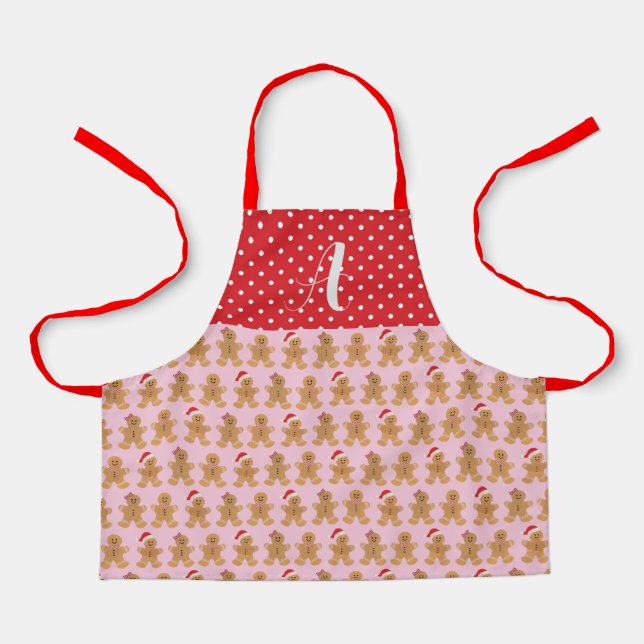 Pink Gingerbread Trio Apron, Small Apron (Front)