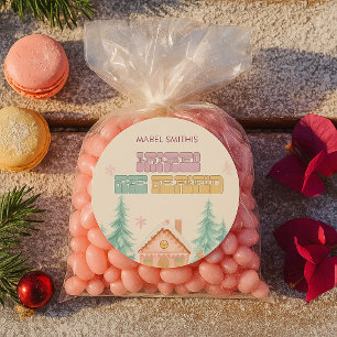Pink GingerBread Winter Onederland 1st Birthday Classic Round Sticker