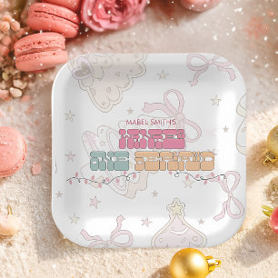 Pink GingerBread Winter Onederland 1st Birthday Paper Plate