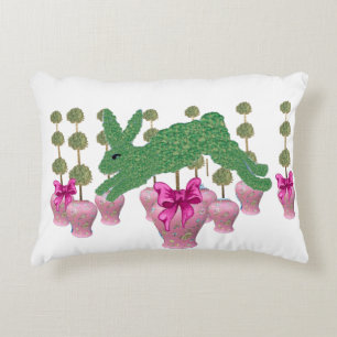 Pink GingerJars jar  Topiary Bunny Rabbit art  Decorative Cushion