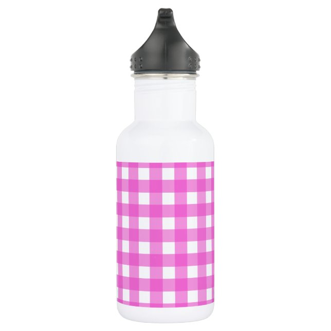 Pink gingham 532 ml water bottle (Right)