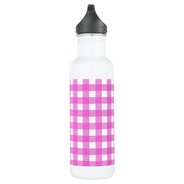 Pink gingham 710 ml water bottle (Right)