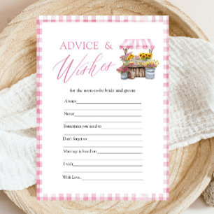 Pink Gingham Advice and Wishes Bridal Shower Game Invitation