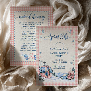 Pink Gingham Après-Ski Bachelorette Invitation