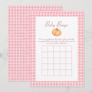 Pink Gingham Autumn Fall Pumpkin Baby Bingo Game