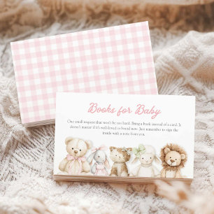 Pink Gingham Baby Animal Books for Baby Card