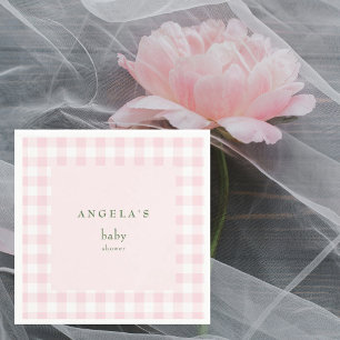 Pink Gingham Baby Girl Shower  Napkin