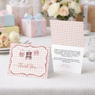 Pink Gingham Baby Q Clothesline Grill Appreciation Thank You Card