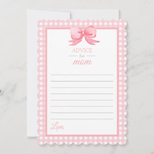 Pink Gingham Baby Shower Advice for Mum Card