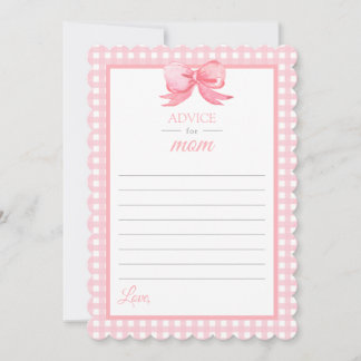 Pink Gingham Baby Shower Advice for Mum Card