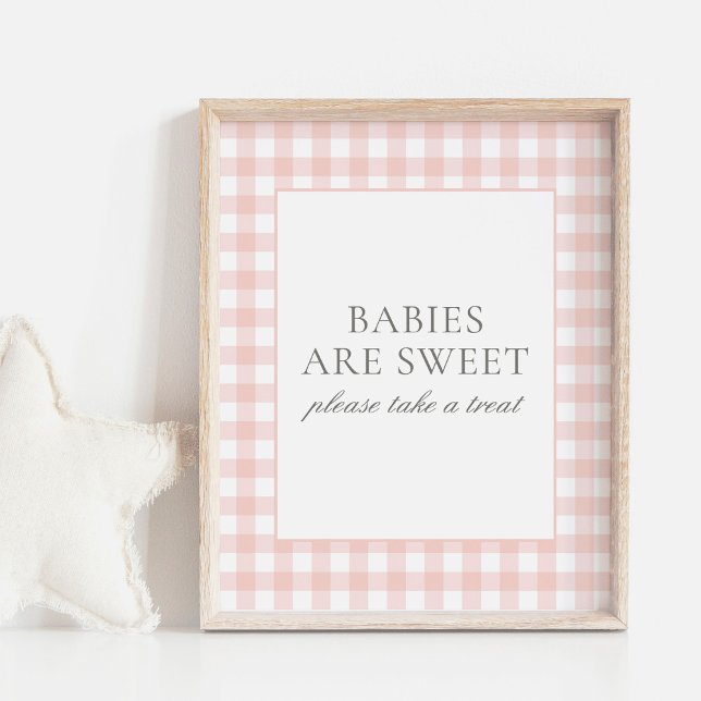 Pink Gingham Baby Shower Babies are Sweet Sign (Creator Uploaded)