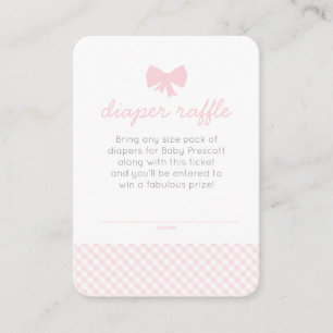 Pink gingham baby shower diaper raffle ticket enclosure card
