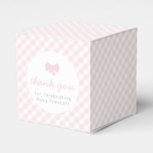 Pink gingham baby shower favour box