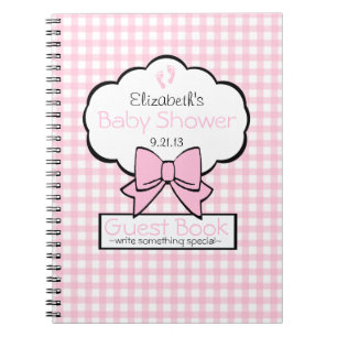 Pink Gingham Baby Shower Guest Book- Notebook