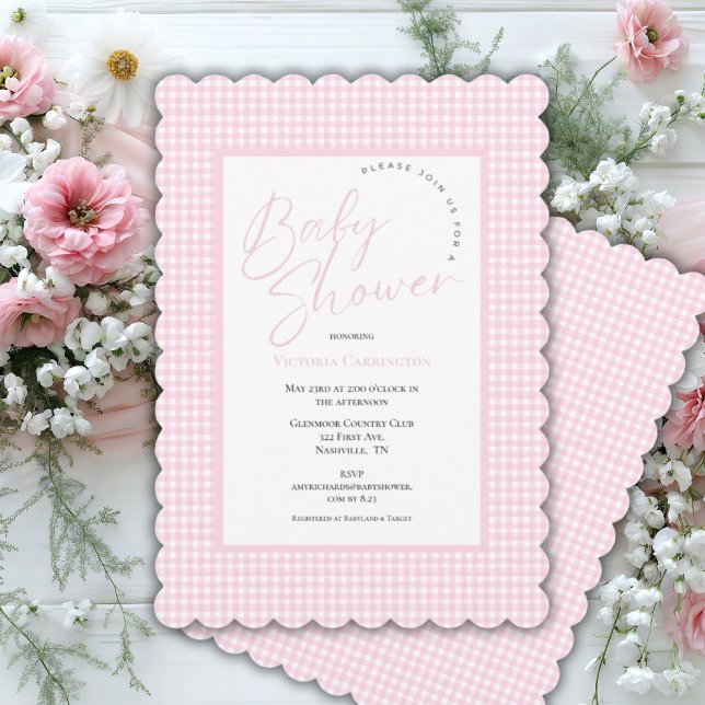 Pink Gingham Baby Shower Invitation (Creator Uploaded)