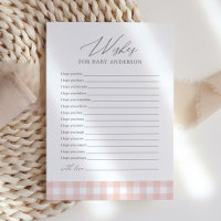 Pink Gingham Baby Shower Wishes for Baby Card